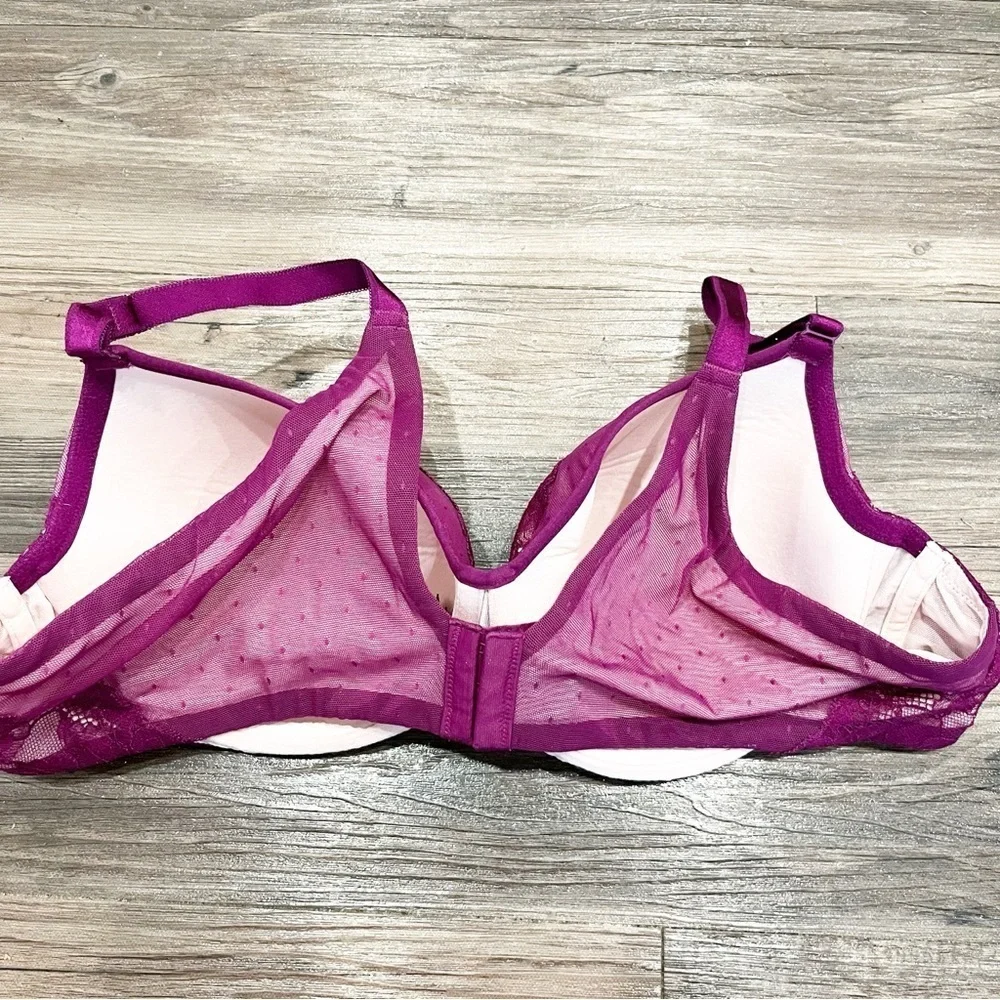 Torrid Bra Women's 46B Full Coverage Balconette Lightly Lined Purple Lace